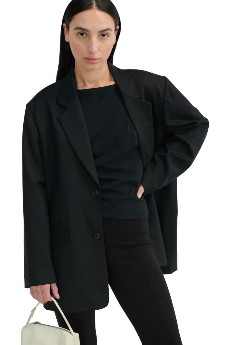 Oversized Double Button Blazer, Alternate, color, Black