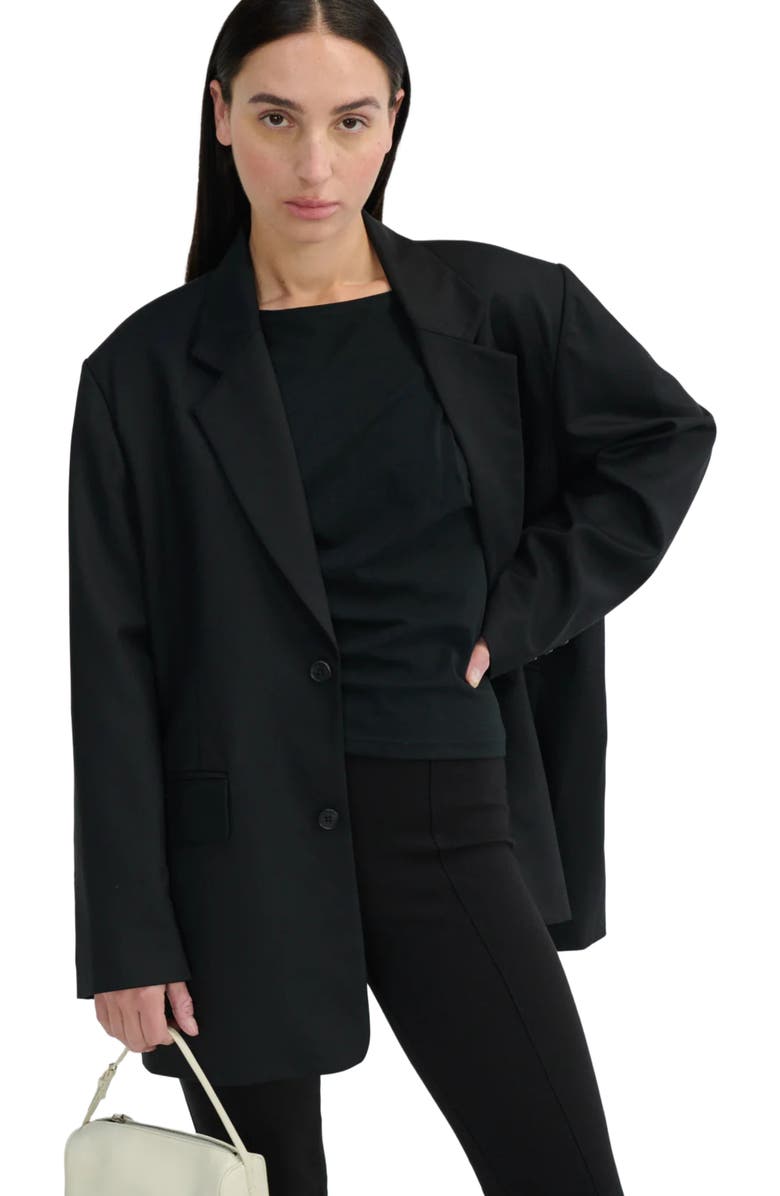 Almina Concept Oversized Double Button Blazer, Alternate, color, Black