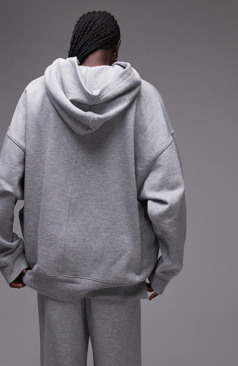 Topshop Premium Oversize Hoodie, Alternate, color, Grey