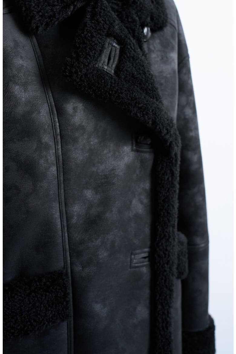 Oversize Faux Leather Coat, Alternate, color, BLACK