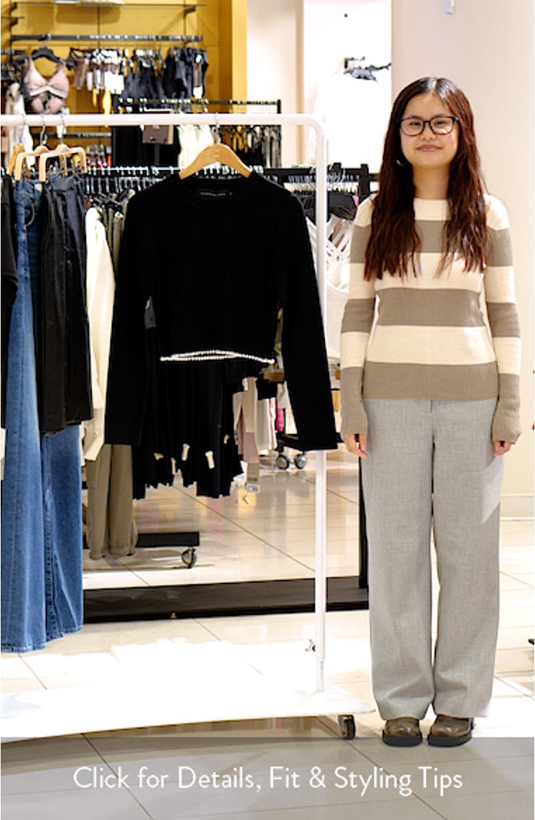 Imitation Pearl Trim Rib Crop Sweater, sales video thumbnail