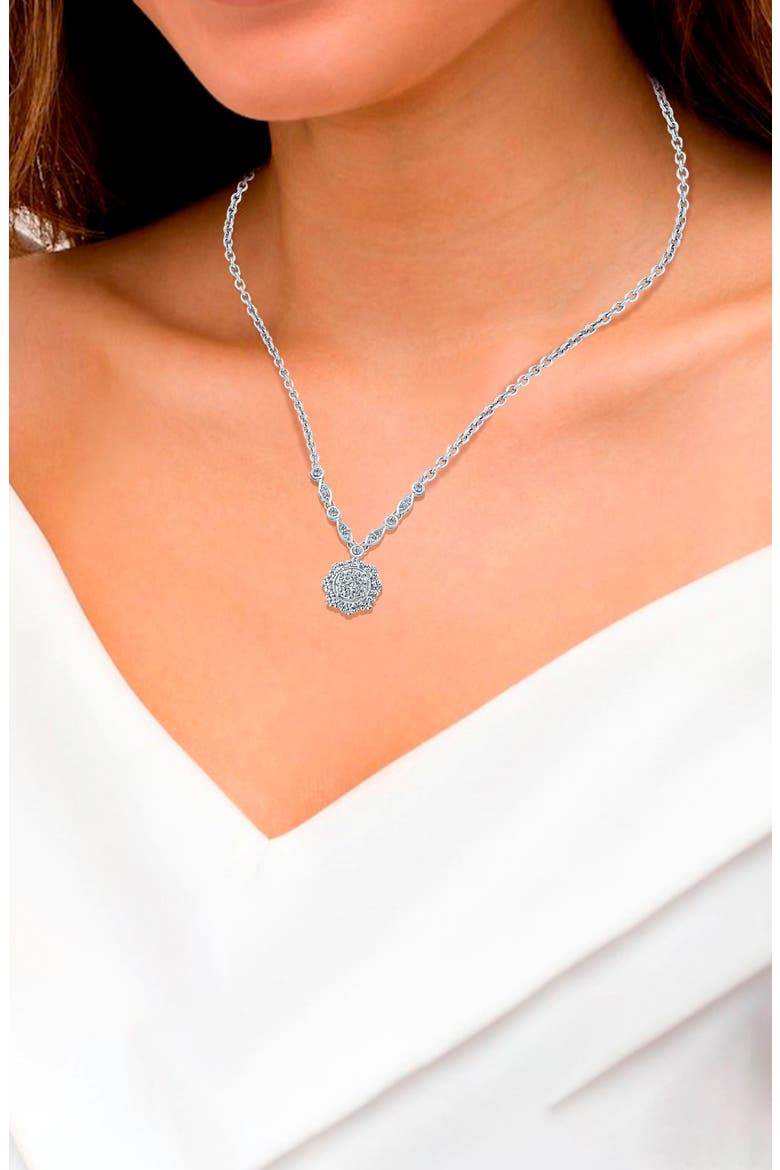 Diamond Medallion Pendant Necklace - 0.50ct., Alternate, color, WHITE GOLD