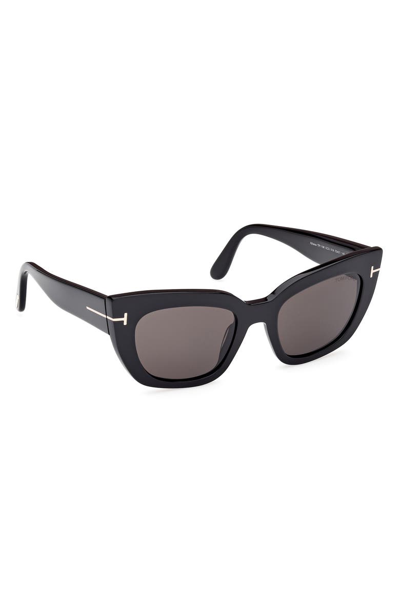 TOM FORD Athena 53mm Cat Eye Sunglasses, Alternate, color, Shiny Black / Smoke