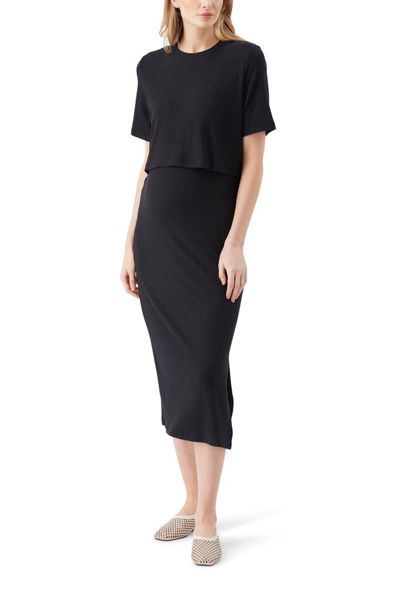 Ivy Rib Nursing Dress Black, Main, color, Black