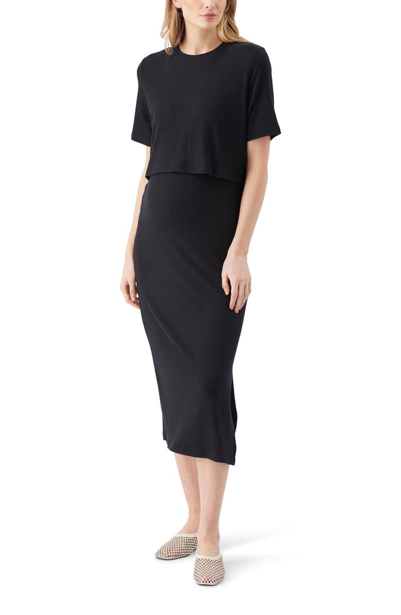 Ripe Maternity Ivy Rib Nursing Dress Black, Main, color, Black