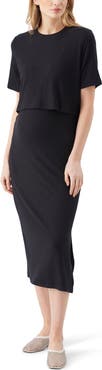 Ripe Maternity Ivy Rib Nursing Dress Black