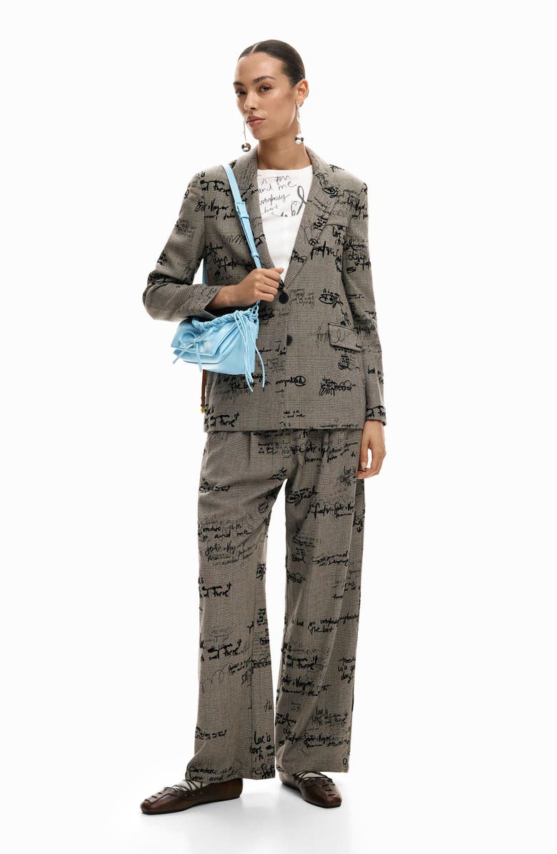 Desigual Check Print Pleat Front Pants, Alternate, color, 