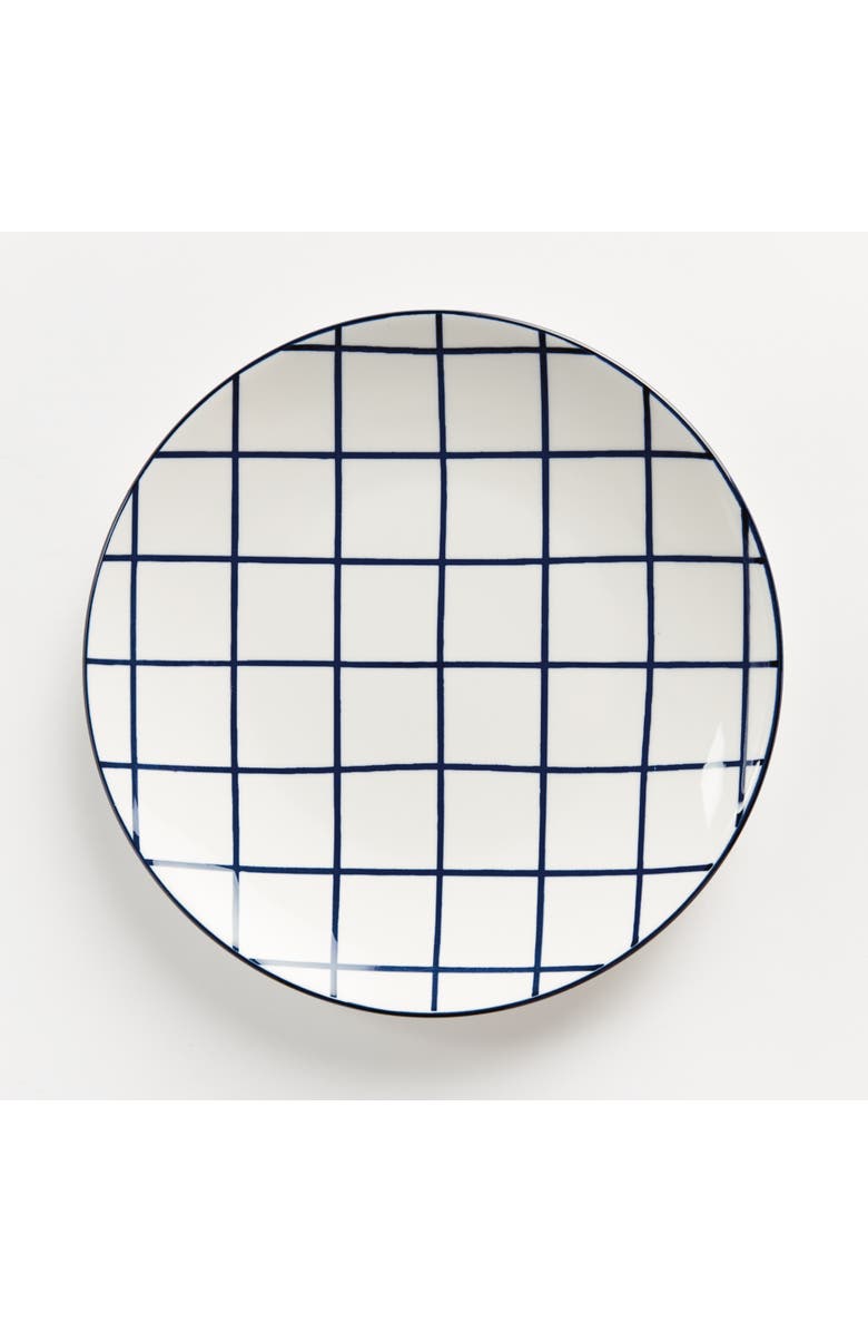 Napa Home & Garden Stria 8.5" Plates, Set of 4 - Dark Blue/White Ceramic, Alternate, color, Blue