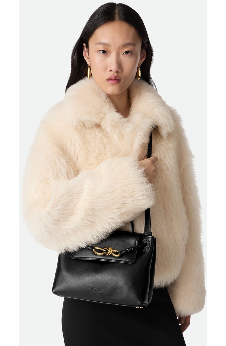 Bottega Veneta Small Ciao Ciao Knot Detail Leather Top Handle Bag, Alternate, color, 1019 Black-M Brass