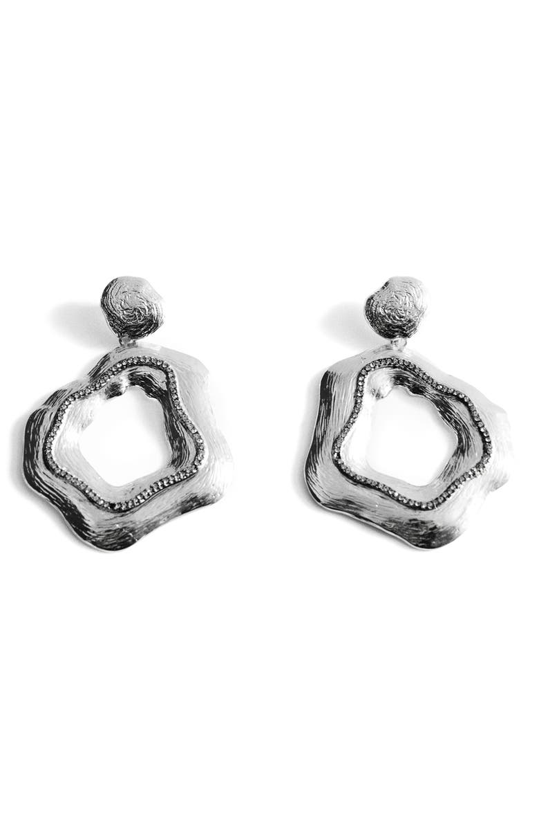 MANGO Crystal Embellished Textured Drop Earrings, Main, color,