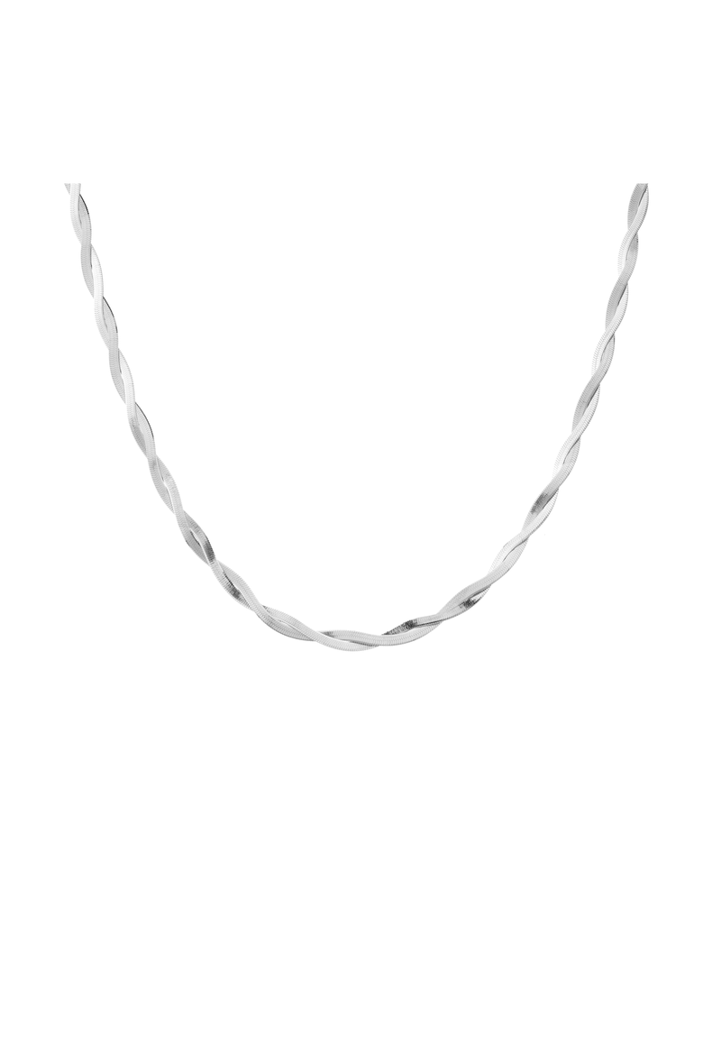 Herringbone Twist Necklace, Main, color, White Vermeil