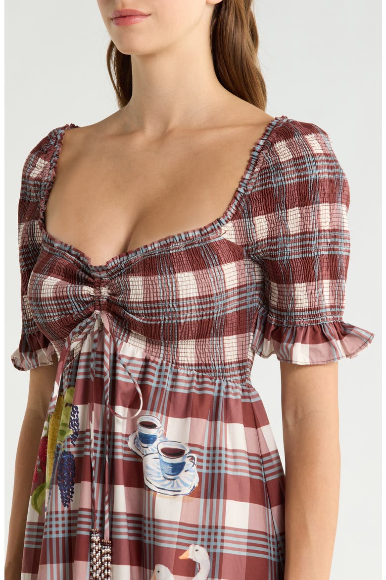Country Trable Tartan Plaid Midi Dress, Alternate, color, BROWN