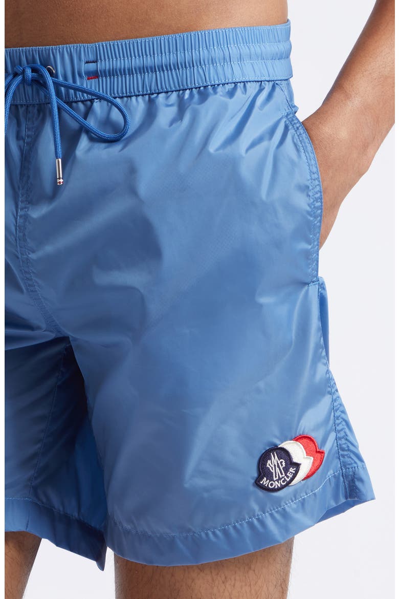 Logo Patch Swim Trunks, Alternate, color, BLUE JASPER