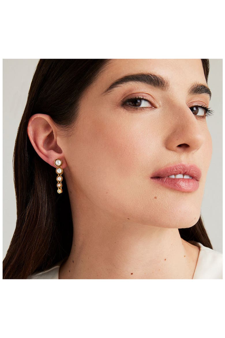 Signature Cultured Pearl Drop Earrings, Alternate, color, PEARL/ GOLD