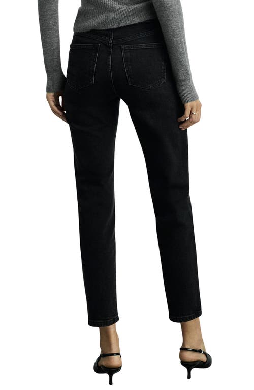 Mango Newmom Comfort High Waist Straight Leg Jeans In Black Denim