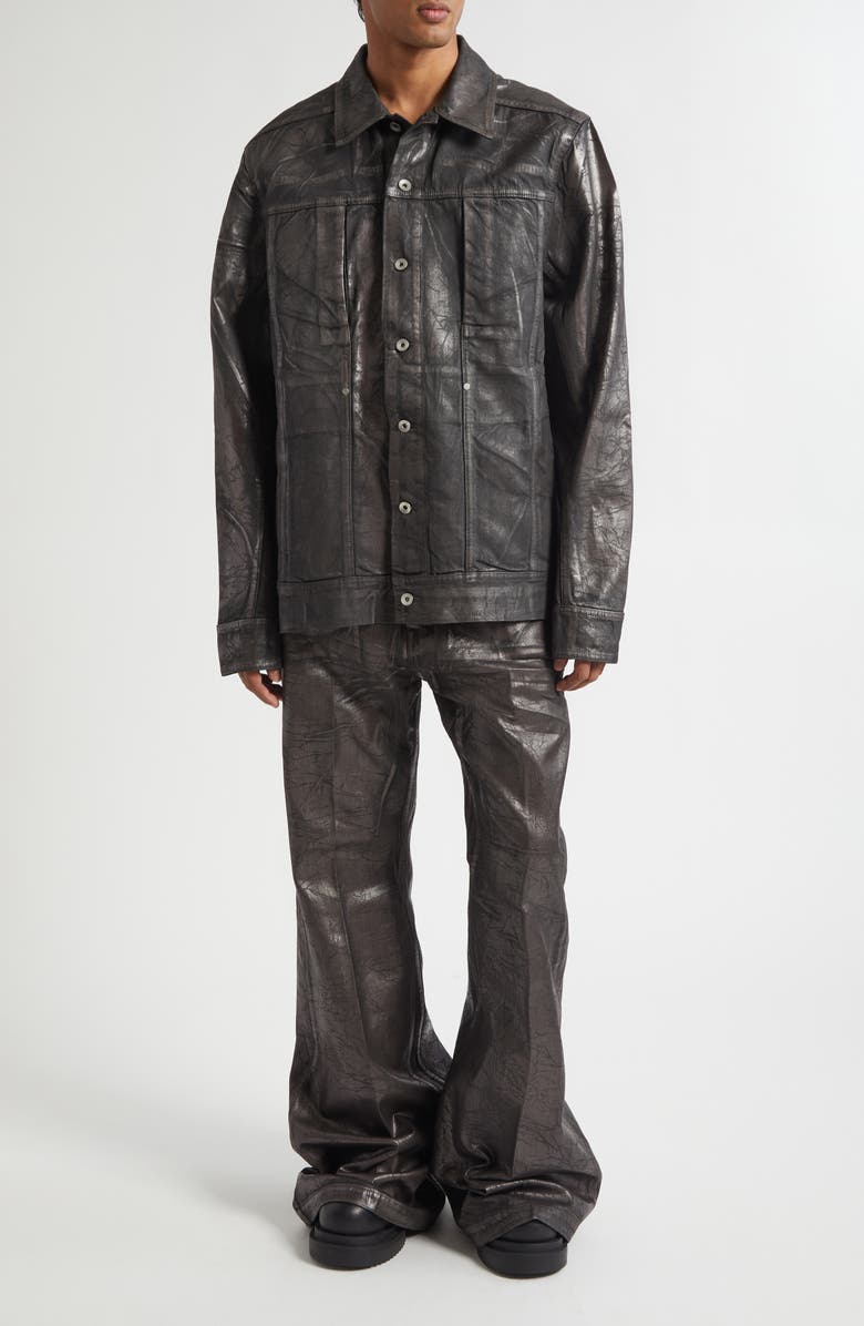 Rick Owens DRKSHDW Lido Worker Coated Denim Jacket, Alternate, color, Bronze