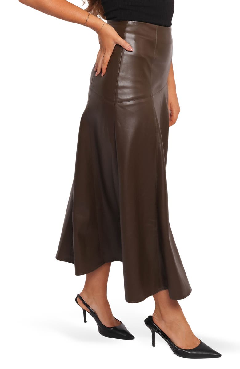 Petal & Pup Haelee Faux Leather Maxi Skirt, Alternate, color, Brown