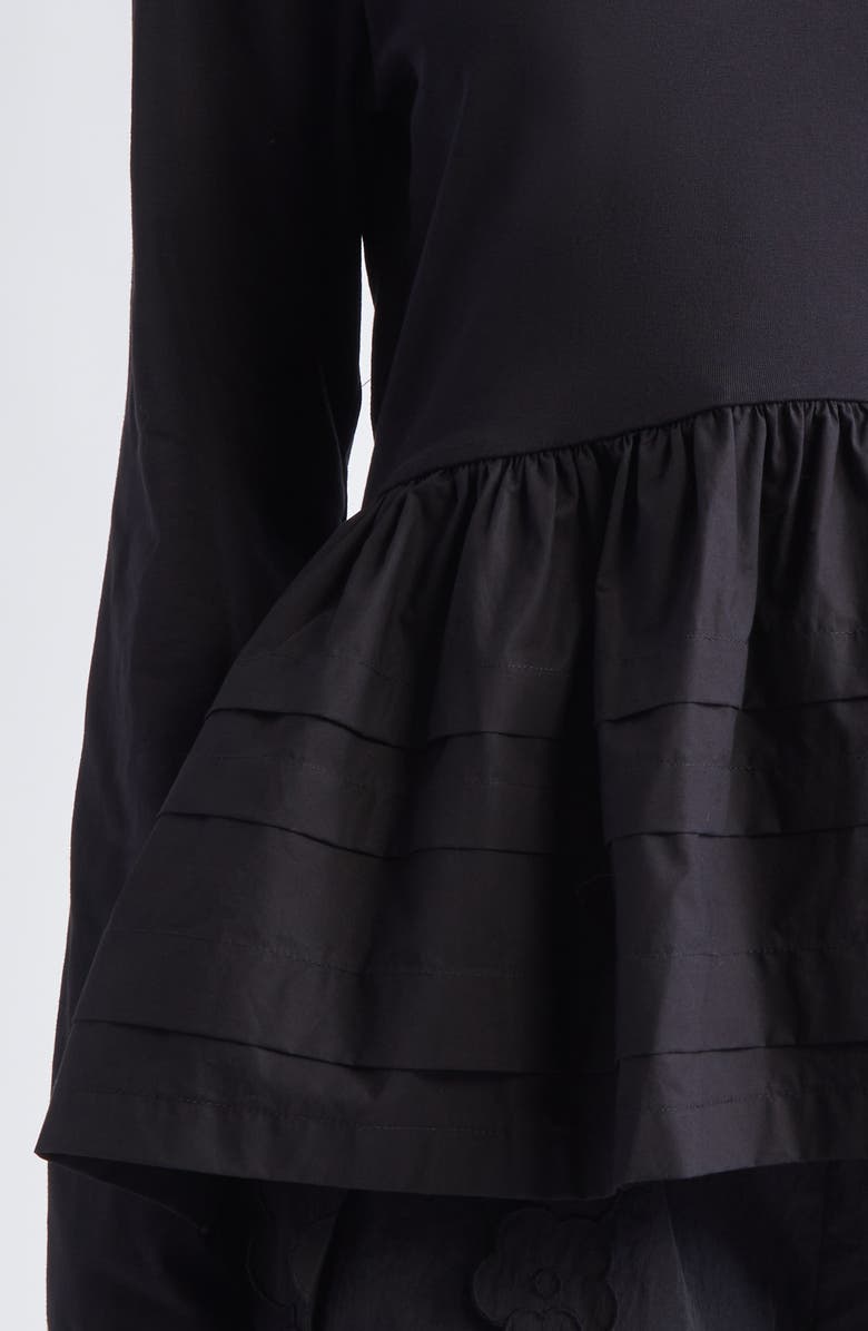 Cecilie Bahnsen Audrey Smocked Long Sleeve Jersey T-Shirt, Alternate, color, Black