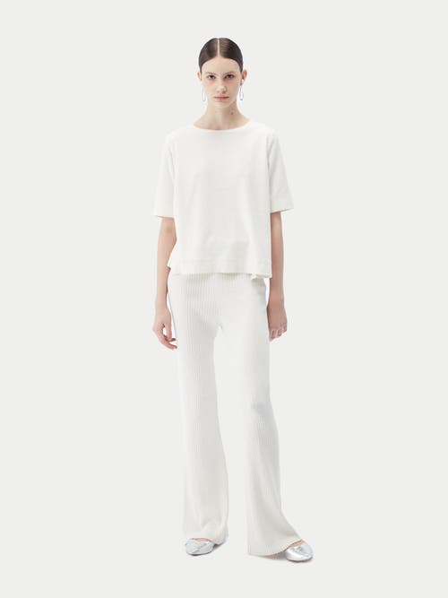 Gobi Mongolian Cashmere Box-cut Cotton Silk Cashmere Blend T-shirt In Whisper White