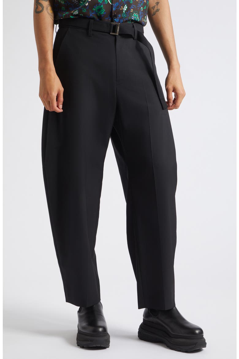 Barrel Leg Suiting Pants, Main, color, BLACK