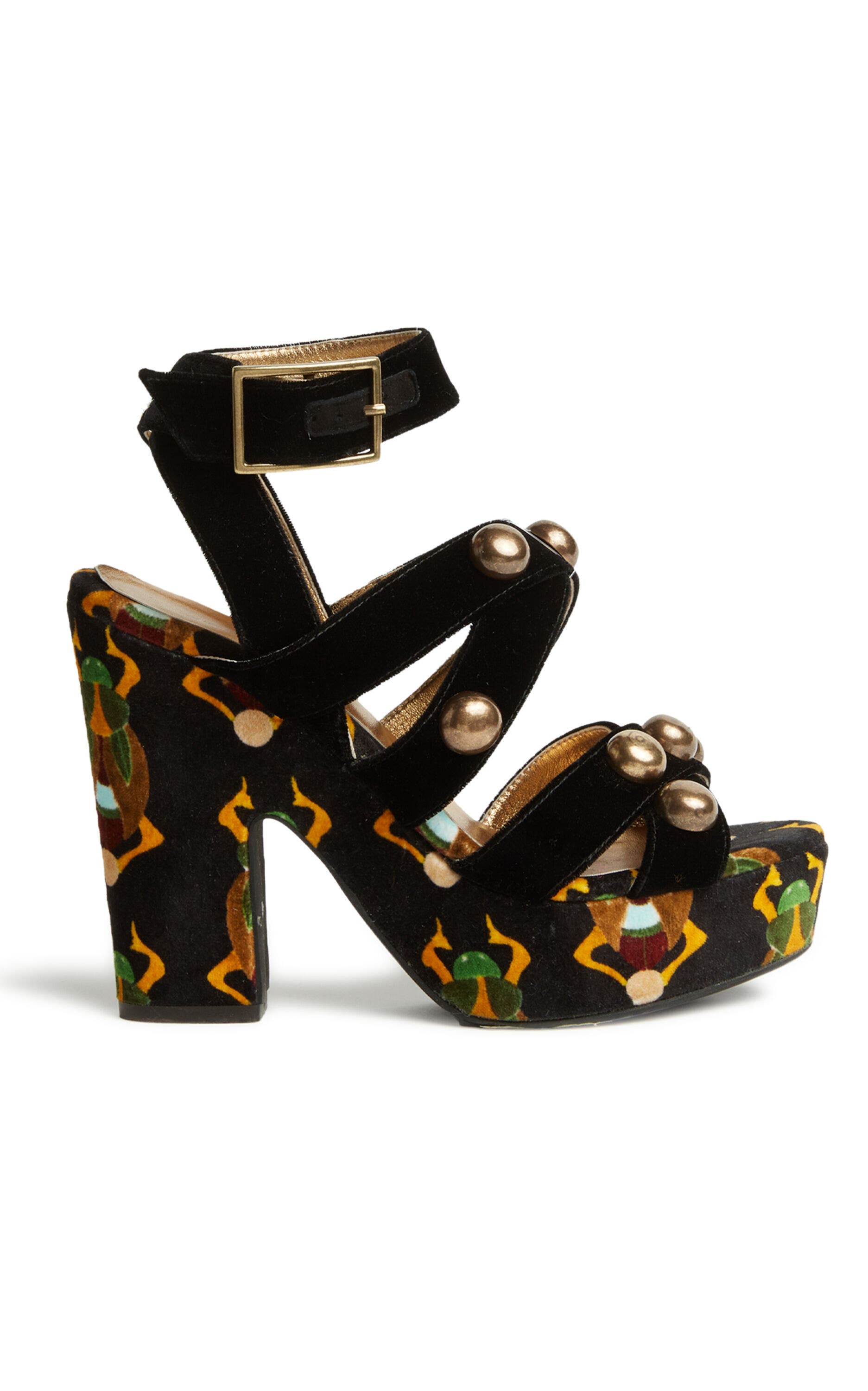 La DoubleJ Medal Wedge (With Studs) Scarab Black, Main, color, Scarab Black