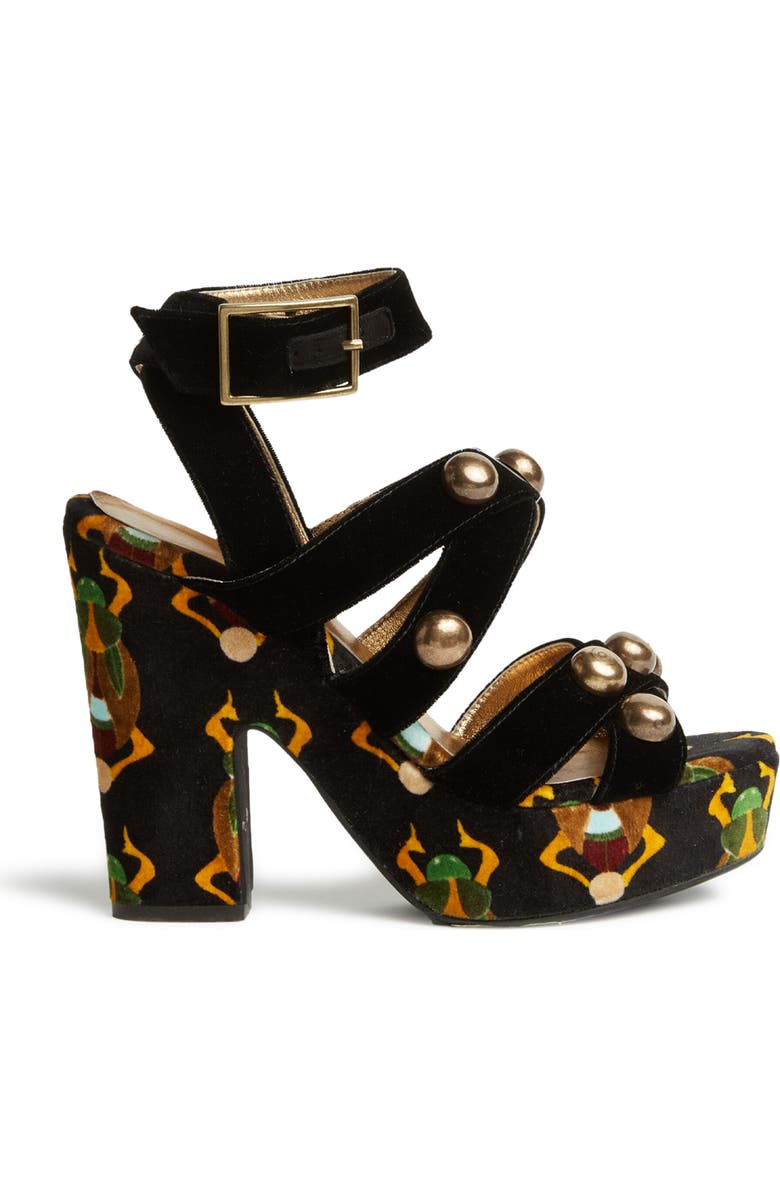 La DoubleJ Medal Wedge (With Studs) Scarab Black, Main, color, Scarab Black