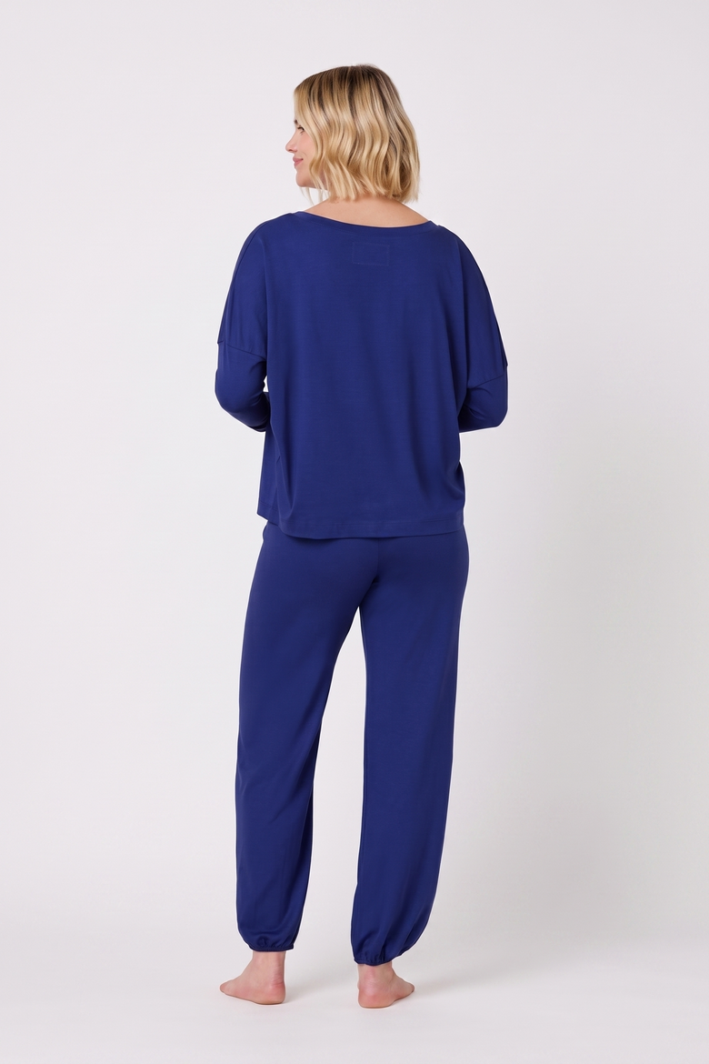 Classic Solid Pima Knit Pullover Pajama Set, Alternate, color, Marine Blue