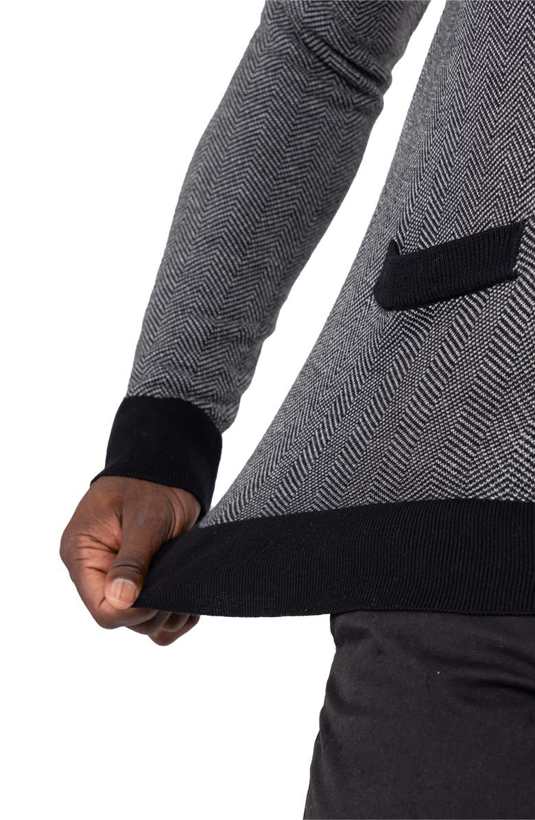 XRAY Herringbone V-Neck Button Front Cardigan, Alternate, color, Off White/ Black