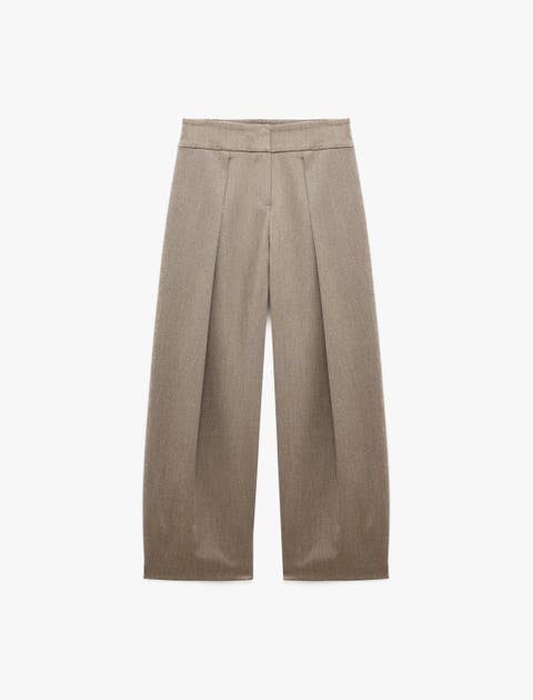 High Rise Barrel Pants with Pleated