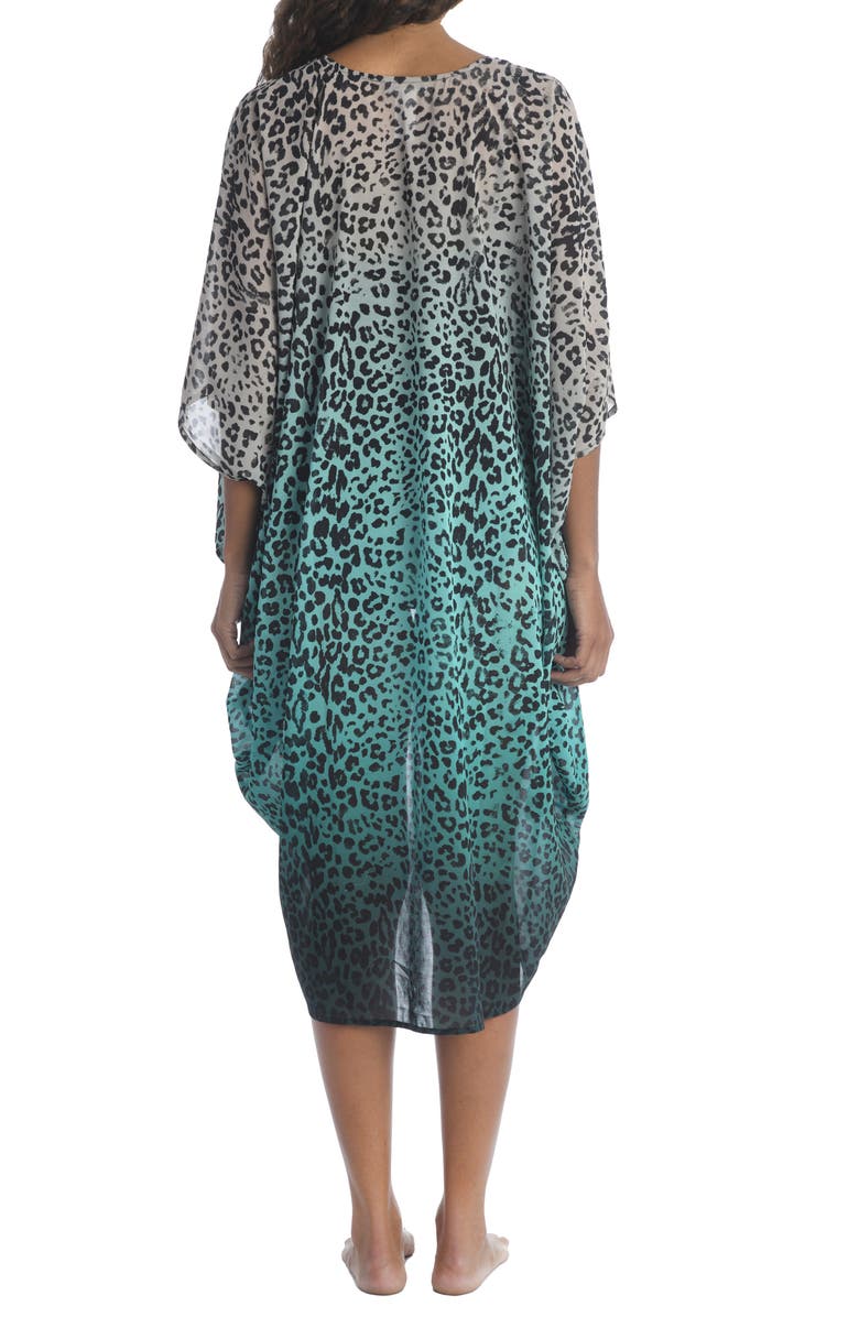 La Blanca Dip Dye Wild Front Tie Chiffon Cover-Up Caftan, Alternate, color, 