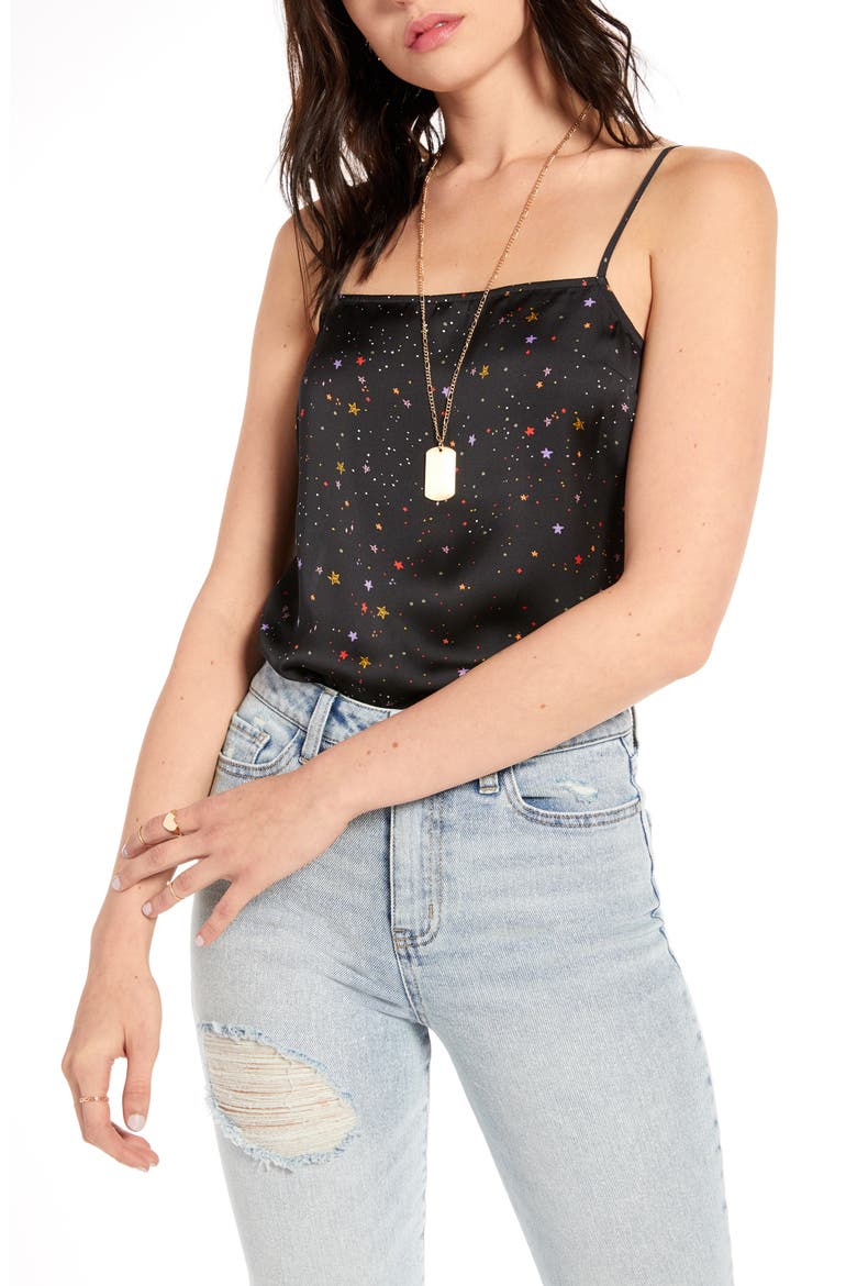 x Claudia Sulewski Straight Neck Camisole Top, Main, color, BLACK STARS