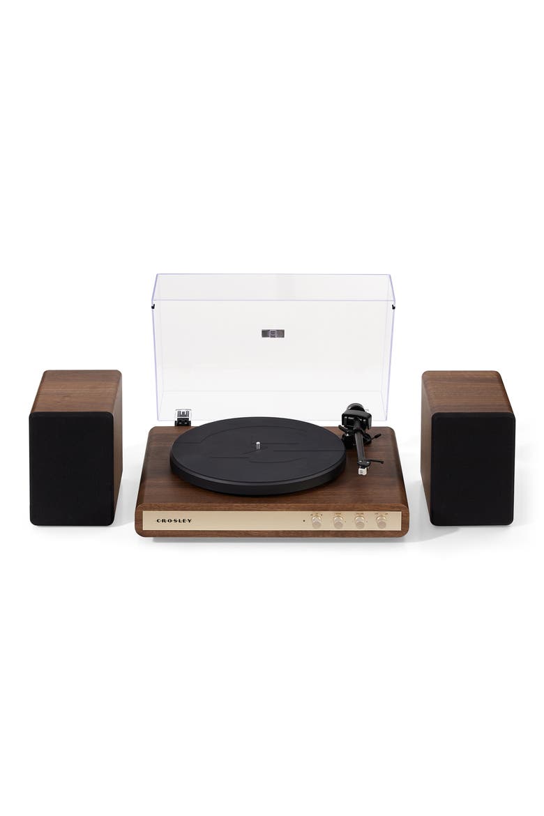 C65 Vinyl Record Player with Speakers, Main, color, WALNUT