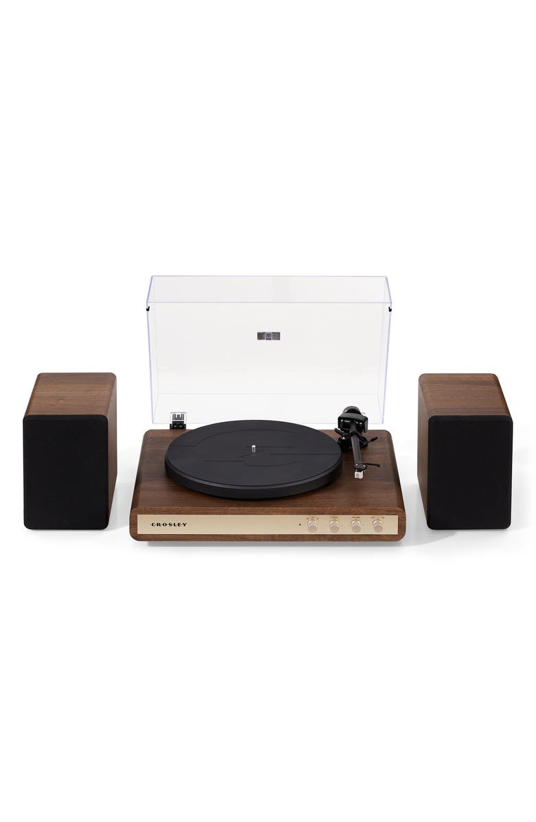 Crosley Radio C65 Vinyl Record Player with Speakers, Main, color, Walnut