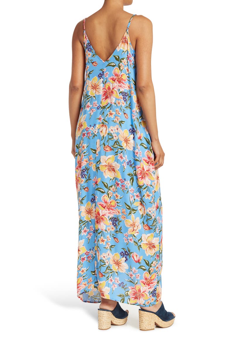 Printed Gauze Maxi Dress, Alternate, color, BLUE/ YELLOW
