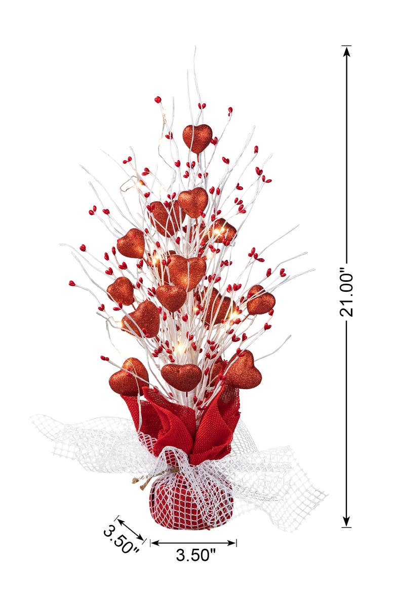 Glitzhome 21"H Lighted Valentine's Heart Table Tree, Alternate, color, Red