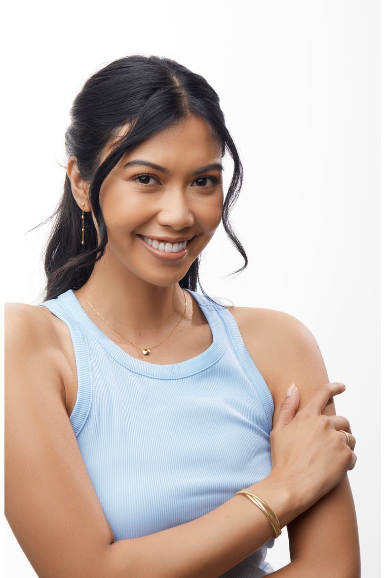 Mykonos 14K Gold Ball Station Linear Drop Earrings (Nordstrom Exclusive), Alternate, color, 14K YELLOW GOLD