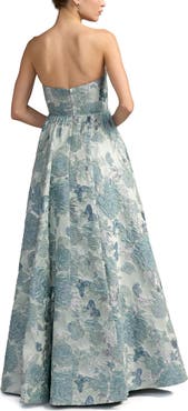Mac Duggal Women's Floral Brocade Strapless Ballgown With Bow
