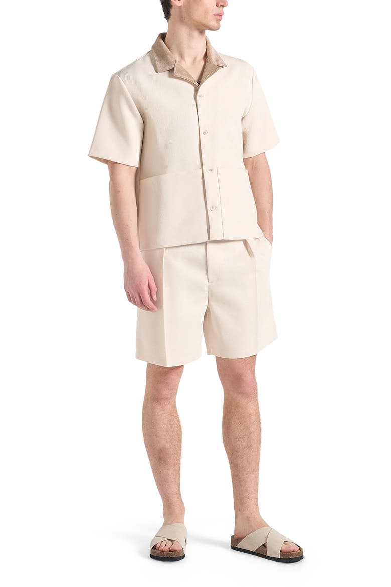 Marin Twill Pleated Shorts, Alternate, color, Cream