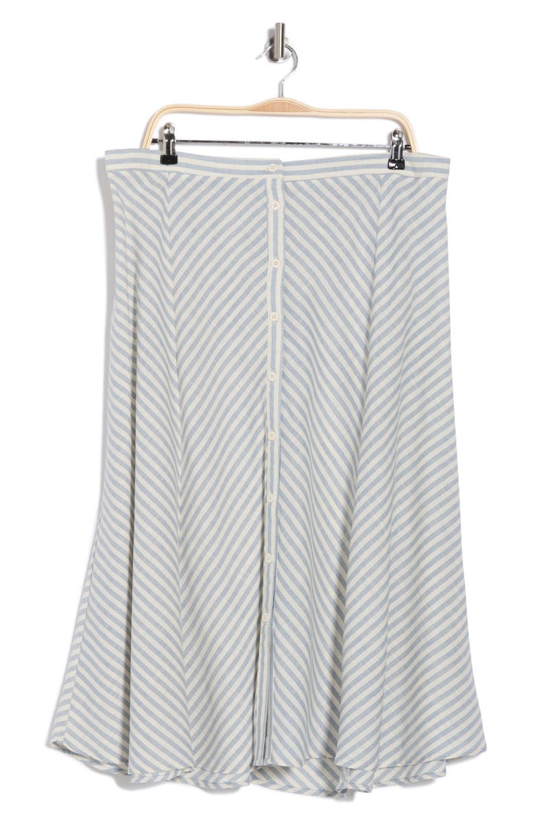 MAX STUDIO Stripe Button Front A-Line Skirt, Alternate, color, Blue Cream