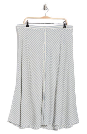 Max Studio Stripe Button Front A-line Skirt
