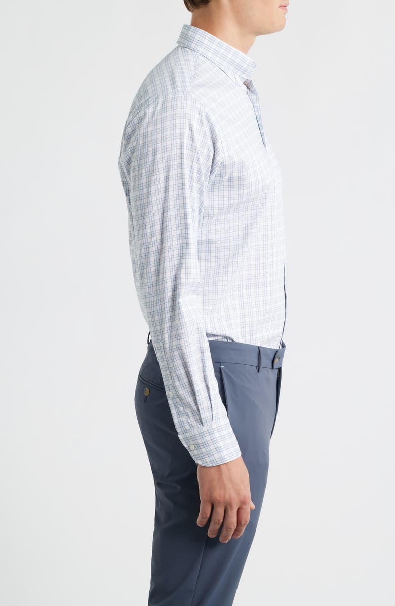 Peter Millar Douglas Crown Lite Check Performance Twill Button-Down Shirt, Alternate, color, Gale Grey