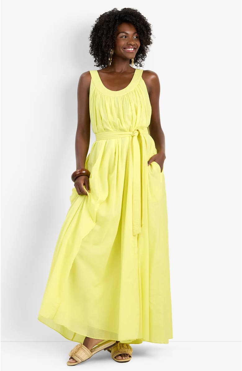 Trina Turk Jianna Sleeveless Cotton Dress, Main, color, Citrus