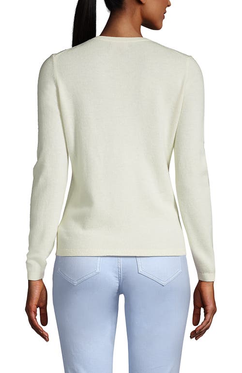 Lands' End Cashmere Cardigan Sweater In Fresh Ivory