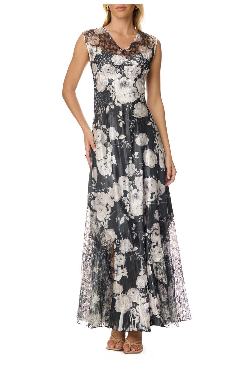 Komarov Charmuese Maxi with Lace Up Back Detail, Main, color, Night Rose