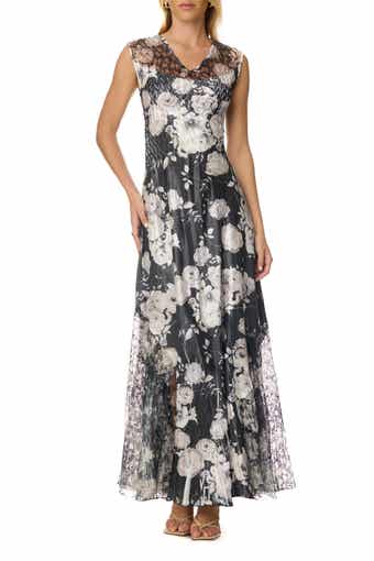 komarov lace up back dress Floral Lace Up Back Maxi Dress Indigo Bloom