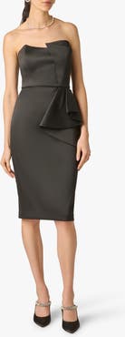 Aidan Mattox Strapless Stretch Mikado Cocktail Dress