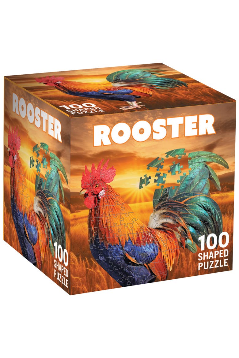 Rooster 100 Piece Shaped Jigsaw Puzzle, Main, color, Multicolor