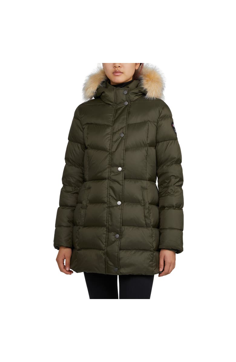 Pajar Roxy Quilted Puffer with Detachable Faux Fur Trim, Main, color, Military/Crystal