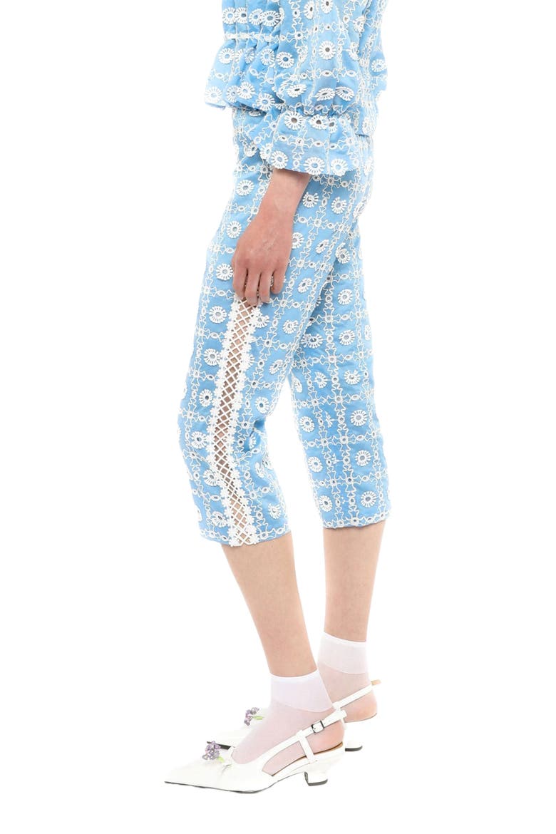 Lattice Lace Embroidery Capri Pants, Alternate, color, BABY BLUE
