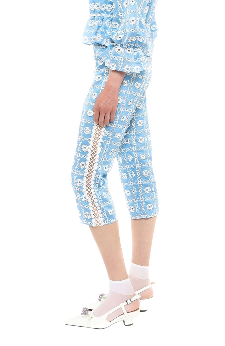 Anna Sui Lattice Lace Embroidery Capri Pants, Alternate, color, Baby Blue